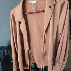 BRAND NEW TIE FRONT BLOUSE WITH BUTTON DETAIL ON SLEEVES